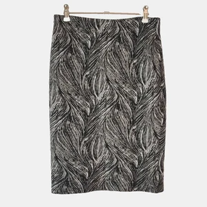 St John Womens Jacquard Knit Pencil Skirt Size 2 Gray Silver Thread Classic Chic - Picture 1 of 15