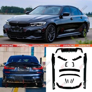 For BMW 3 Series G20 M-sport 19-22 Glossy Black Front Rear Lip Spoiler Wing Kits - Picture 1 of 35