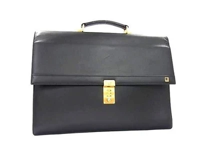 Bolso de negocios confidencial dunhill - cuero negro con herrajes dorados para hombre Foto 1 de 4