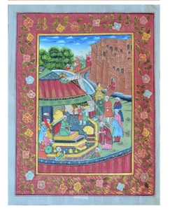  MOGULKAISER HOFSZENE MINIATURGEMÄLDE AUS RAJASTHAN INDIEN!! - Bild 1 von 7