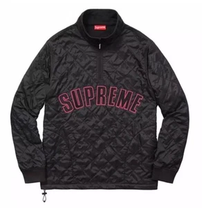 Supreme Arc Logo Quilted Half Zip Pullover SS17 Black Sz M - Picture 1 of 5