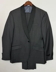 #224 Ted Baker 'Josh' Trim Fit Shawl Lapel Tuxedo Size 40 R RETAIL $ 1,095 GRAY - Picture 1 of 8