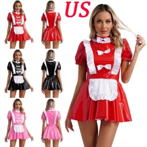 Costume da cameriera donna Halloween uniforme abiti cattivi grembiule manica a sbuffo linea A - Foto 1 di 33
