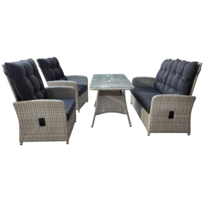 Lounge Set 4-tlg. Dayton Garten Sitzgruppe mit Tisch Loungegarnitur Grau - Bild 1 von 4