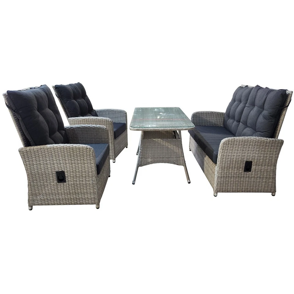 Lounge Set 4-tlg. Dayton Garten Sitzgruppe mit Tisch Loungegarnitur Grau - Bild 1 von 4