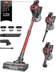 BuTur JR700 Cordless Vacuum 450W 38KPA Suction Touch Display 55min Runtime Red - Imagen 1 de 8