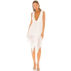 NBD Lexi White Midi Chiffon Dress L - Picture 1 of 5