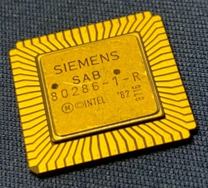 SAB80286-1-R Siemens Vintage 1985+ PLCC CPU Gold New 80286-1 COLLECTIBLE QTY-1 - Picture 1 of 1