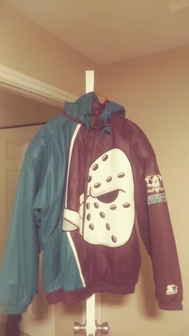 Anaheim Mighty Ducks Throwback Leather Starter Jacket XL Coat Vintage Nhl Cover