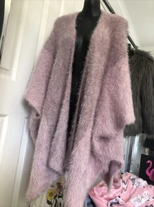 Longline Fluffy Mauve/pink Cardigan Size S/M/L - Picture 1 of 4