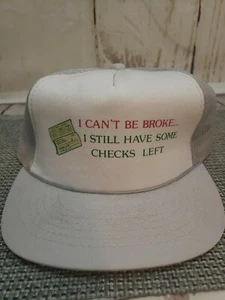 NOS Vtg I Can't Be Broke... I Still Have Checks Mesh Trucker Snapback Hat Cap - Picture 1 of 10