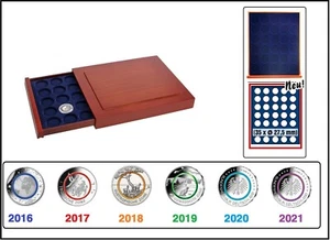 Holz-Münzbox-35x-5-Euro Blauer Planet Erde & Klimazonen 2016 - 2021 Look - Picture 1 of 4