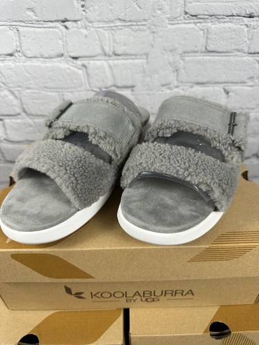 NUOVI sandali Koolaburra di UGG Pasea finti shearling slide grigio colomba selvatica 11