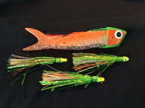 High Percentage Salmon Trolling Bait/Meat Rig/Orange Crush Bite My Herring Strip - Picture 1 of 7