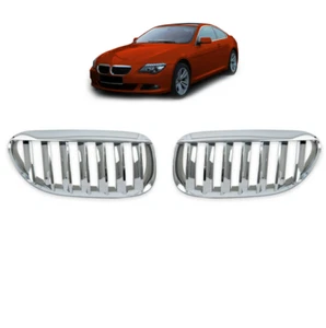 2 Kühlergrill Chrom und Grau für BMW 6er E63 Coupe und E64 Cabrio und M6 - Bild 1 von 5