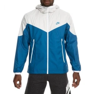 Giacca Windrunner Uomo Nike Sportswear Bianco Blu Taglia L 917809 072 Nuova con etichette - Foto 1 di 12
