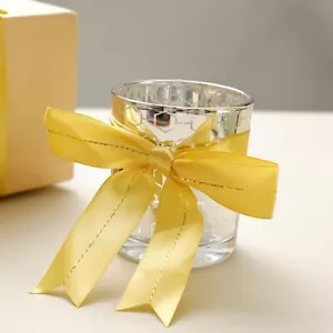 50 GOLD 10" Pre Tied Satin RIBBON BOWS with Metallic Trim Favor Decorations - Picture 1 of 8