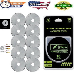 10 Pack 28mm Rotary Cutter Blades Fits Olfa & Fiskars - Sharp Durable Replace... - Picture 1 of 13