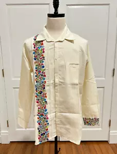 Large Hand Made Long Sleeve San Antonino embroidery Mexican guayabera Shirt. - Picture 1 of 6
