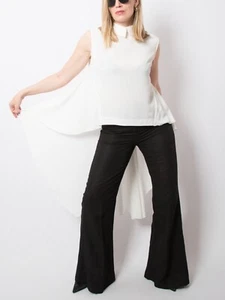 IMPERIAL STATEMENT White High Low Blouse Pleated Train Bridal Top Wedding Size L - Picture 1 of 9