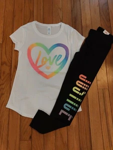 NWT/NWOT Justice Girls Outfit Heart Top/Leggings Size 10 - Picture 1 of 1