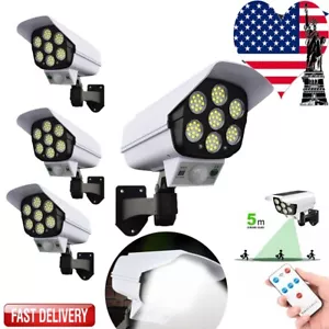 4 PC Solar LED Light Motion Sensor Remote Garden Yard Dummy Camera Flood Lamp - Picture 1 of 24