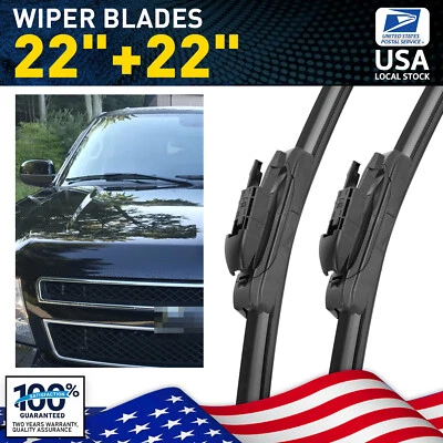 22"&22" Windshield Wiper Blades For Chevrolet Silverado 2500HD 2008-2013 Black — 第 1/4 张图片