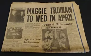 12 de marzo 1956 periódico Boston Traveler - Jacques Plante, Marlon Brando, etc. - Imagen 1 de 11