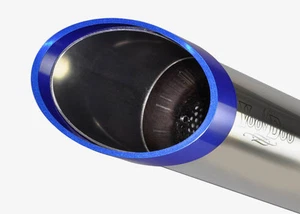 VooDoo Shorty Exhaust 1998-2003 Yamaha YZF-R1 Polished With Blue Accent Ring - Foto 1 di 3