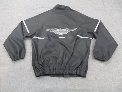 Harley Davidson Jacket Mens Extra Small Black Full Zip Motorcycle Rain PVC * - Image 1 of 4