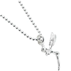 Sterling Silver Ball Bead Necklace with Fairy Charm - Picture 1 of 3