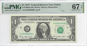 1977 $1 DALLAS FRN. PMG Superb GEM Uncirculated 67 EPQ Banknote. K/C Block - Picture 1 of 2