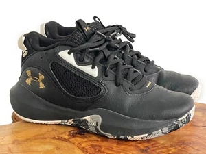 Under Armour UA Lockdown & Basketball Kids Shoes Black/White Size 4Y - Picture 1 of 8