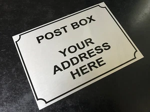 Personalised POST BOX Printed Metal Sign Custom Number Address Wall Space Text - Picture 1 of 15