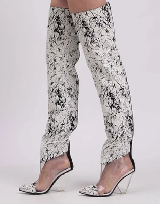 PVP€1800 BALMAIN Botas Sobre la Rodilla US6 UK3 EU36 Efecto Mármol Hechas en Italia Foto 1 de 4