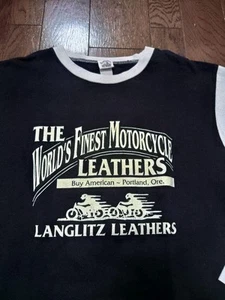 langlitz leathers long sleeve t-shirt black white raglan M size serial number - Picture 1 of 12