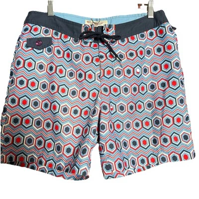 Penguin By Munsingwear 32 Men’s Bathing Trunk Blue/Red/White  - Image 1 of 4