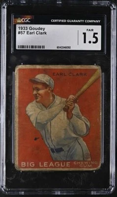 1933 GOUDEY #57 EARL CLARK CGC 1.5 FAIR RC ROOKIE 4786 - Image 1 of 2