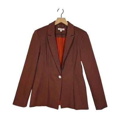 Chaqueta Blazer Nanette Lepore Talla 6 Marrón Geométrica Un Botón Negocios Carrera Foto 1 de 4
