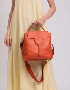 RRP€995 TOD'S Grainy Leather Hobo Bag Orange Logo Detachable Strap Made in Italy - Picture 1 of 11