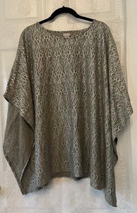 Chicos Travelers Poncho  Top Green with Silver Swirls Stretch  L/XL - Picture 1 of 8