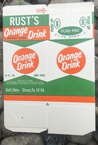 Rusts Dairy Unused Orange Juice Carton Sharon PA Rare Pint - Picture 1 of 4
