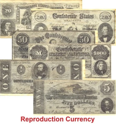 Confederate States Civil War Era Currency - Banknotes - Set C - Image 1 of 4