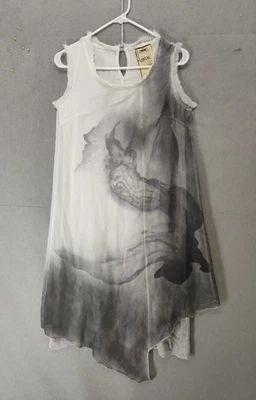 Vintage Concept Women Dress Small White Tie Dye Rayon Blend Sleeveless Midi - Image 1 of 4