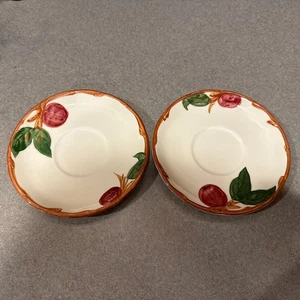 Set Of 2 Saucers For Cups Franciscan Apple Pattern Made In California - Picture 1 of 5