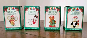 Set 4 Ornamenti Seven 11 & Citgo Traditions Vintage anni 90 1993 Pinguino Topo - Foto 1 di 5