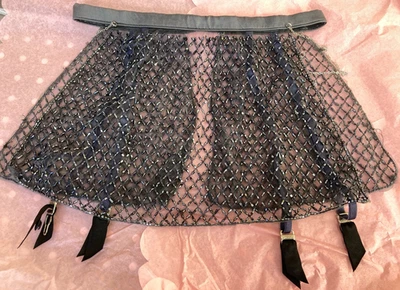 Agent Provocateur Chrystelle suspender belt S beaded mini skirt gunmetal sample - Image 1 of 4