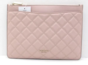 NEU authentisch Kate Spade Natalia gesteppt Leder LG Reißverschluss Clutch Tasche Rose Smoke - Bild 1 von 8