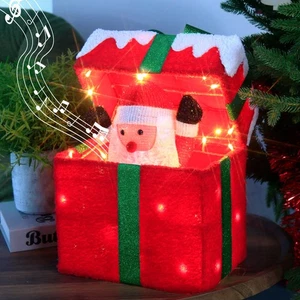 Animated Christmas Santa in Lighted Gift Box, Motion Sensor Christmas Music D... - Bild 1 von 9