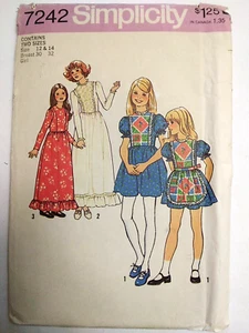 Dress Apron Cottagecore Prairie Girls 12 14 1Simplicity 7242 Sewing Pattern VTG - Picture 1 of 7